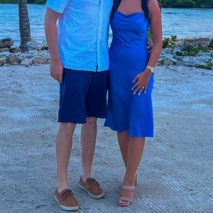 Express Blue Satin Dress - XXS